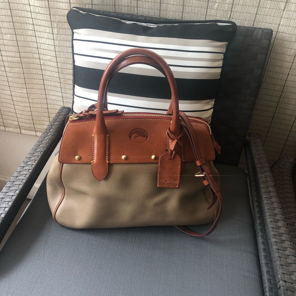 Dooney & Bourke Taupe and Brown Panama Wilson Satchel Vintage Bag